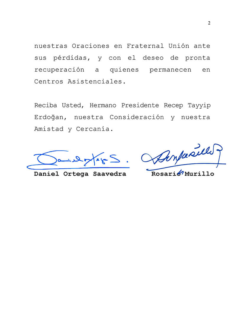 mensaje-nicaragua-turquia-sismo